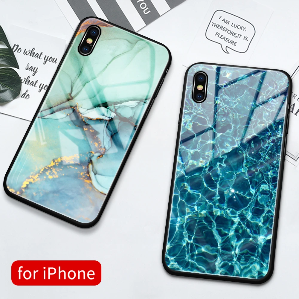 For Iphone 12 Case Glass Back Cover Iphone 13 Marble Color Painting Funda For Iphone 6 6s 7 8 Plus X Xs Max Xr 11 12 13 Pro Max cool iphone 12 pro max cases