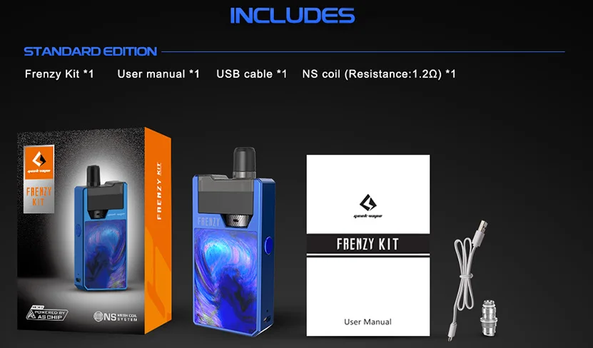 Original Geekvape Frenzy Kit 950mAh Built-in Battery 2ml Pod Cartridge With NS Coil Electronic Cigarette Vape Pod Kit 02 (3)