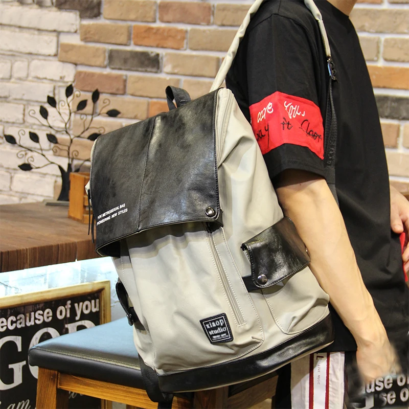 Модные трендовые мужские сумки через плечо минималистичный дизайн раскладушка водонепроницаемый рюкзак из искусственной кожи для ноутбука большая вместительность дорожные сумки