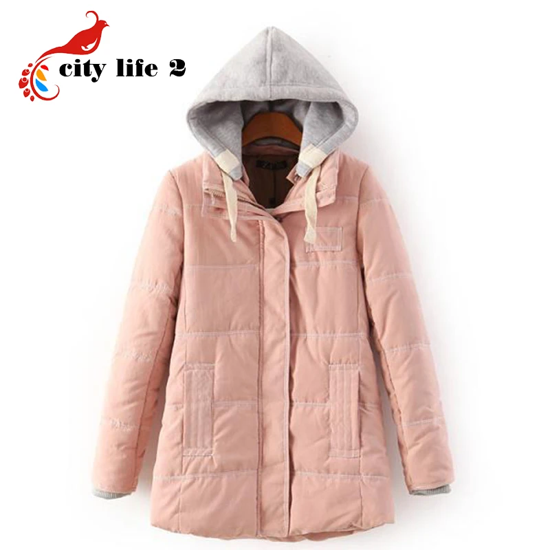 

New Winter Jacket Hooded Fashion Cotton Women Coat Warm Cotton Blends Female Multicolor Manteau Hiver Femme