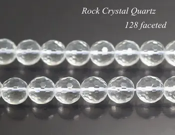 

10 mm natural Faceted Rock Crystal Quartz round beads, 15 inches 1 strand
