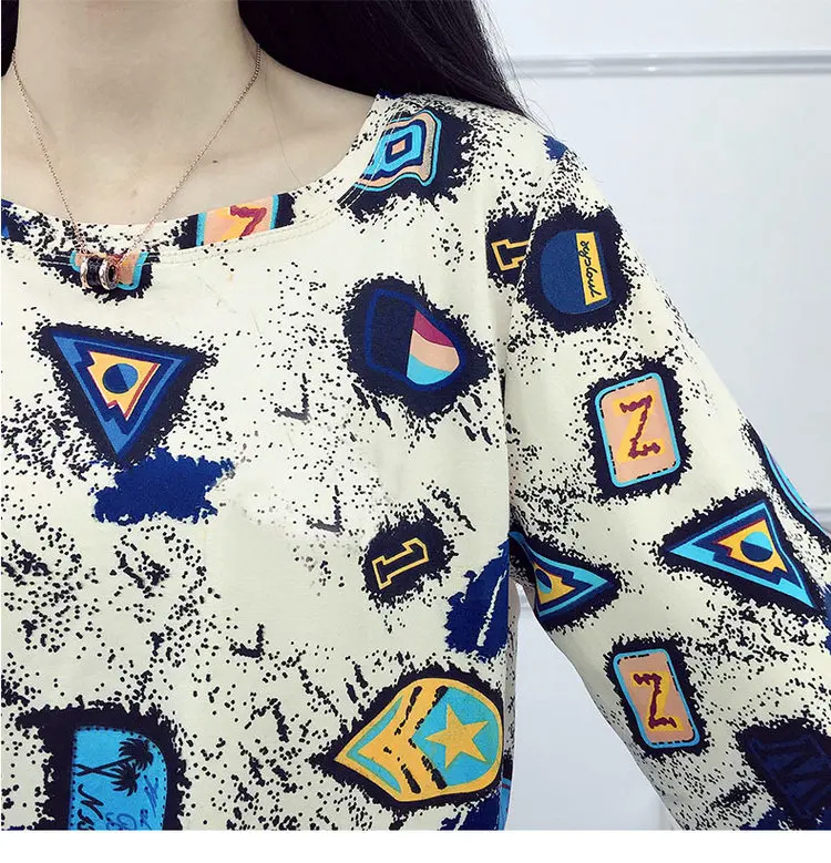 2019 New Arrival Tshirt Women Vintage Print T-shirt Femme Tshirts Autumn Long Sleeve Cotton Tops Tees Camisetas Mujer Moda (8)