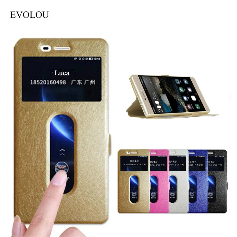 

EVOLOU Leather Case for Lenovo K6 Power Cover Quick Answer Window View Flip Stand Cover for Vibe K6 Power 5.0'' Phone Cases Bags