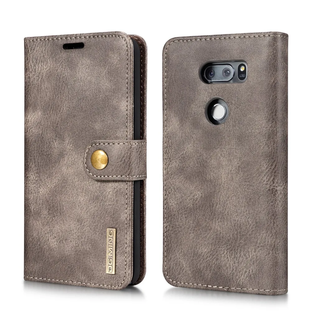 

Magnetic Flip Vintage 2 In 1 Removable Wallet Case For LG V30 Luxury PU Leather 3 Card Slots Protective Cover Bag For LG V30