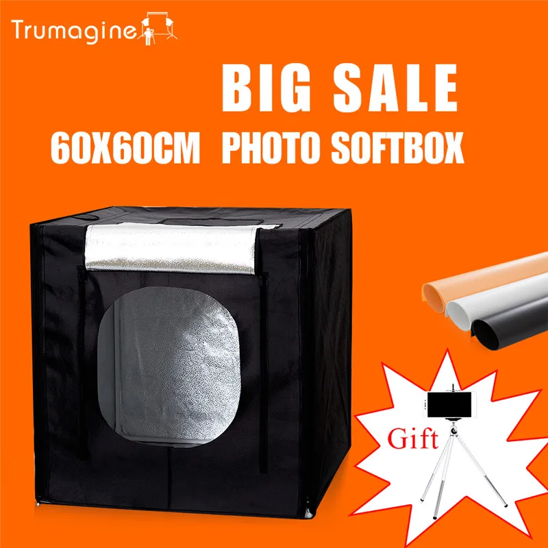 

60*60*60CM LED Photo Studio Light Tent Shooting Softbox Photography Light Box + Portable Bag + Dimmer Switch AC adapter