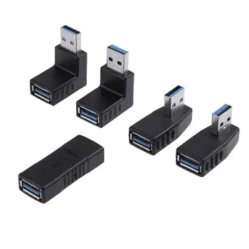 

5 in 1 USB 3.0 A Male to Female 90 Degree+Straight Angled Adapter Connector Angle Extension Extender Set