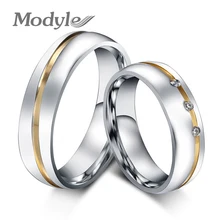 Новая мода, обручальные кольца для пар, кольцо из нержавеющей стали с AAA+ CZ камнем, ювелирные изделия, никогда не выцветают