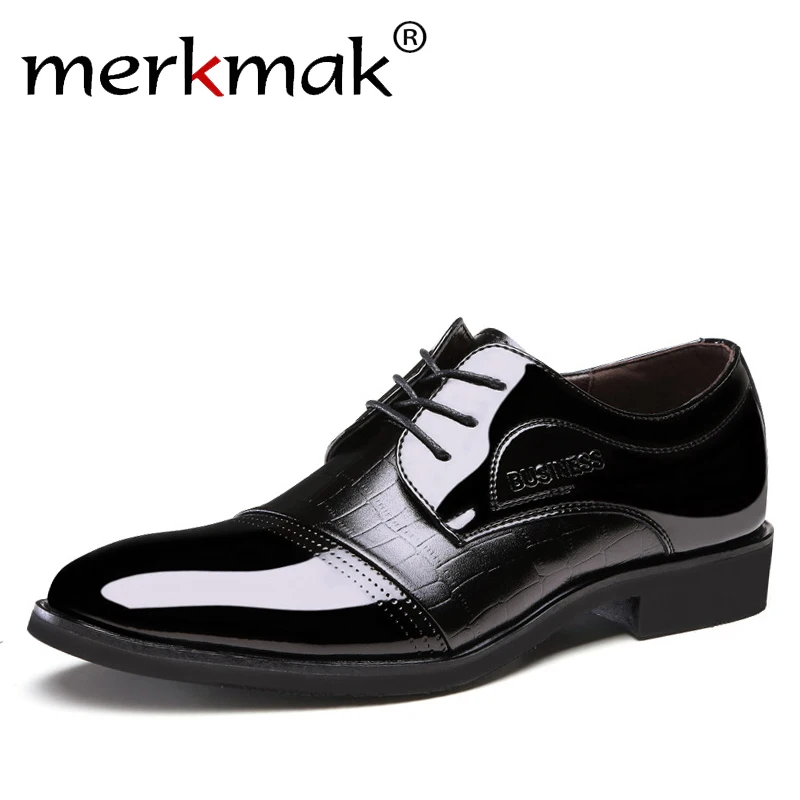 Luxury Brand Patent Leather Shoes Men Oxfords Men's Flats Formal Shoes