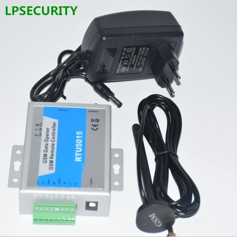 LPSECURITY с адаптером RTU5015 GSM ворота открывания двери оператора с SMS Пульт дистанционного управления сигнализации 1 выход/2 входа