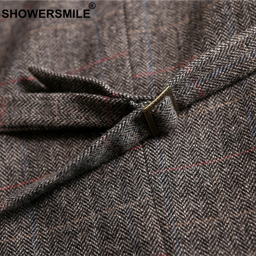 SHOWERSMILE Vintage Tweed Vest Plus Size Men Waistcoat With Pockets Woolen Sleeveless Jacket British Style Vest Men Gilet Brand SHOWERSMILE Vintage Tweed Vest Plus Size Men Waistcoat With Pockets Woolen Sleeveless Jacket British Style Vest Men Gilet Brand