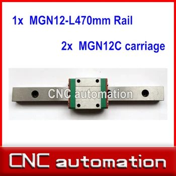 

1pc 12mm width 470mm MGN12 linear guide rail + 2pc MGN MGN12C Blocks carriage CNC