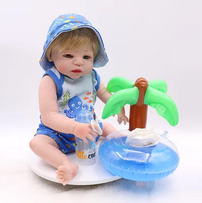 

55CM Full Silicone Body Reborn Baby Boy Doll Vinyl Newborn Princess Babies Bebe Bathe Accompanying Toy Birthday Gift Brinquedos