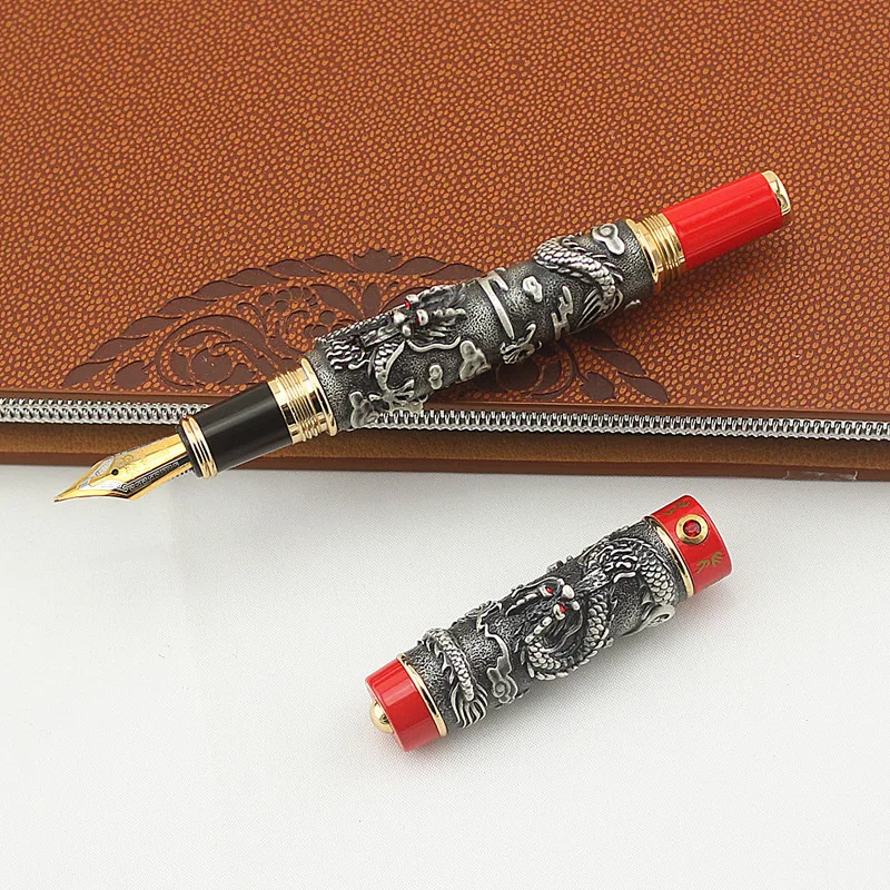 JINHAO СЕРЫЙ Перьевая ручка Перо с широким основанием DRAGON PLAY THE PEARL