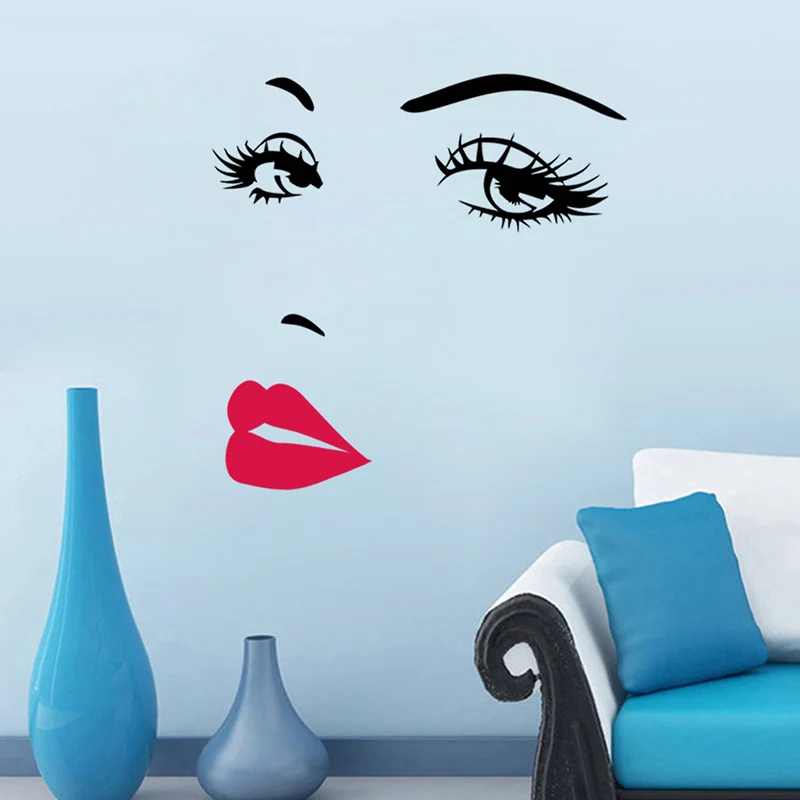 Галстуком бабочкой Пикантные губы девушки настенные наклейки глаза украшение