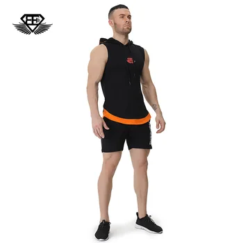 Running Vest Hoodies Men Quick Dry Breathable Sport T-shirts Camping Climbing Fishing Clothing Loose Gym Tank Top with Hat 3