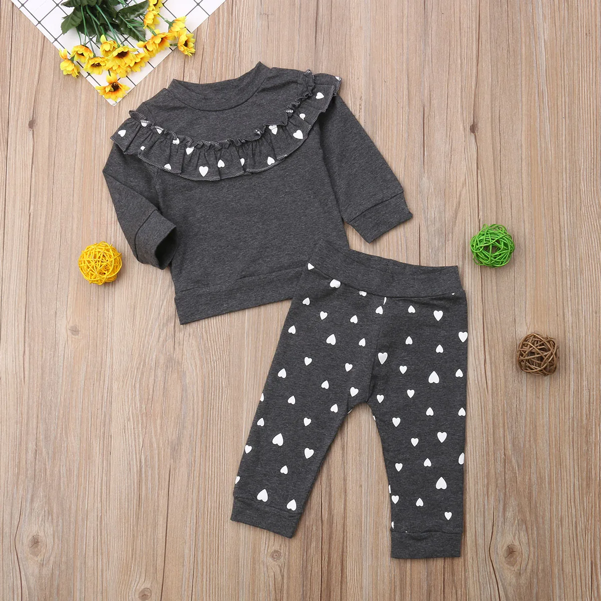 Милая одежда для маленьких девочек модная зимняя одежда принцессы Лоскутная футболка с младенцем+ штаны, леггинсы комплект из 2 предметов