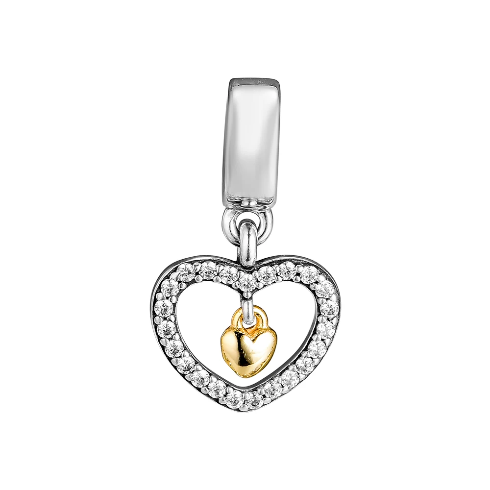 

Popular 925 Sterling Silver Forever in My Heart, Clear CZ Charm Beads Fits European Silver Charm Bracelet Jewelry Making