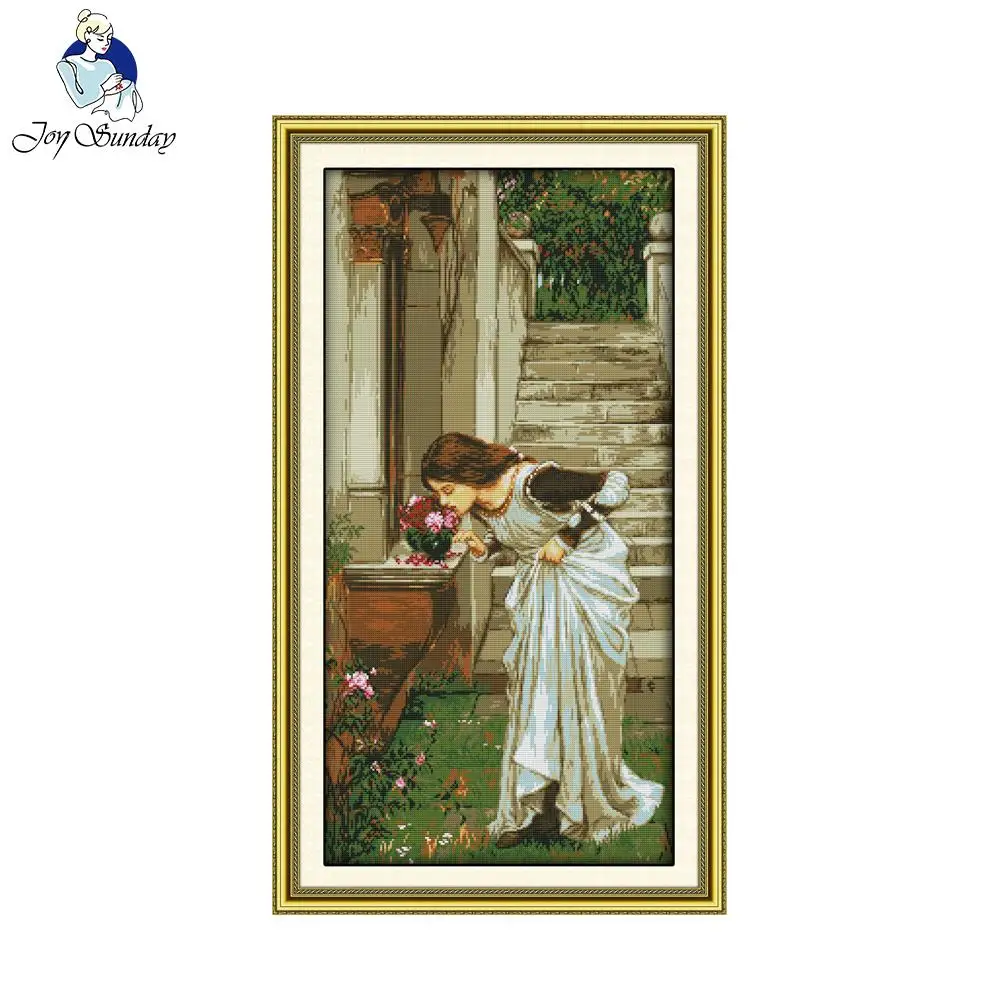 

Joy Sunday DIY Needlework Crafts Cross Stitch Printed Backyard Cross Stitch Kits for Embroidery Needlepoint Crafts Home Decor
