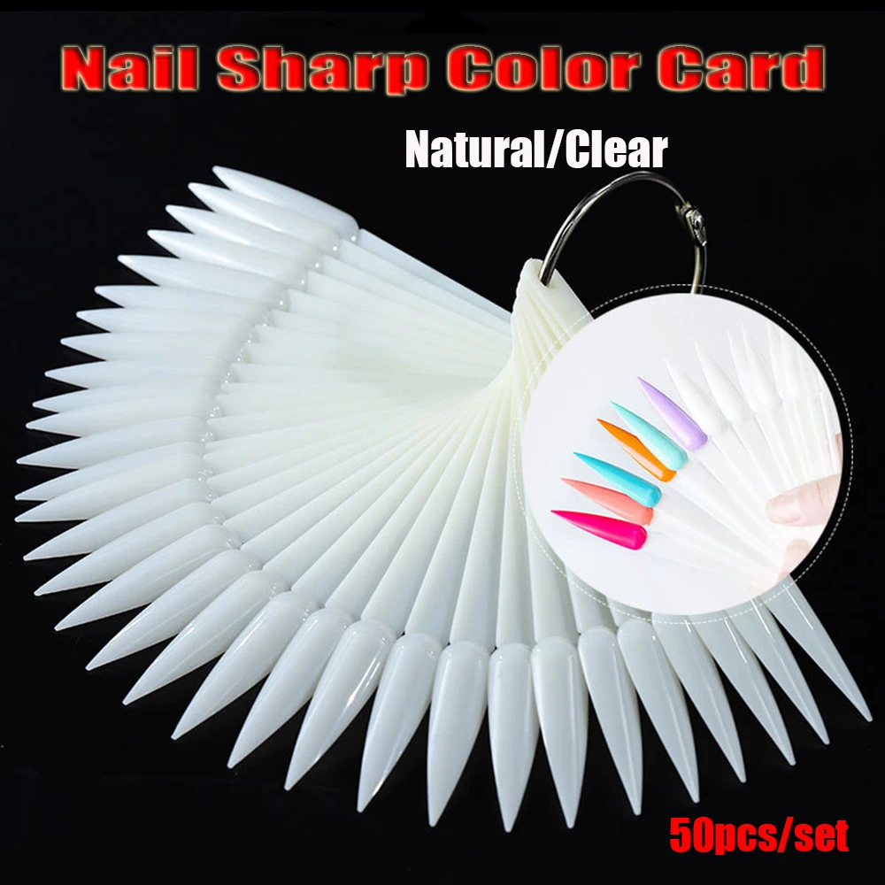 

1 Set Natural/Clear DIY False Nail Tips Display Board Fan Shaped Acrylic UV Polish Color Card Manicure Nail Art Practice Tools