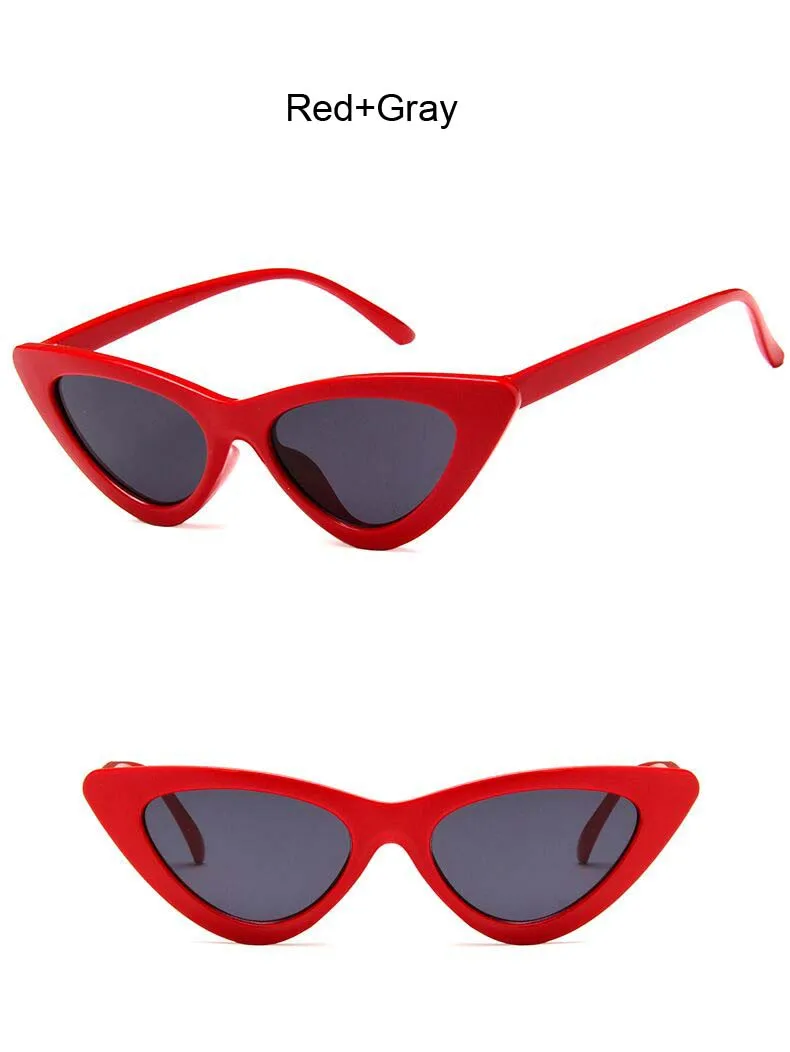 Маленькие женские солнцезащитные очки кошачий глаз, красная черная оправа, женские брендовые дизайнерские солнцезащитные очки для женщин, винтажные сексуальные очки, Оттенки UV400