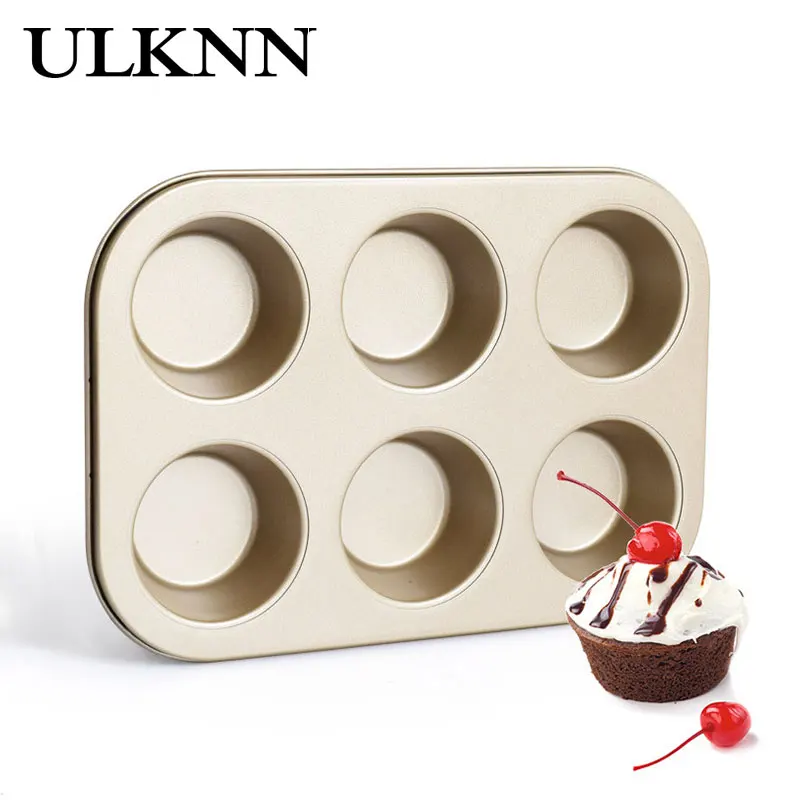 

ULKNN 6 Company Non Stick Baking Tay Kitchen Baking Utensils Cake Mould Non-Stick Carbon Steel Golden Non Stick Baking Tay