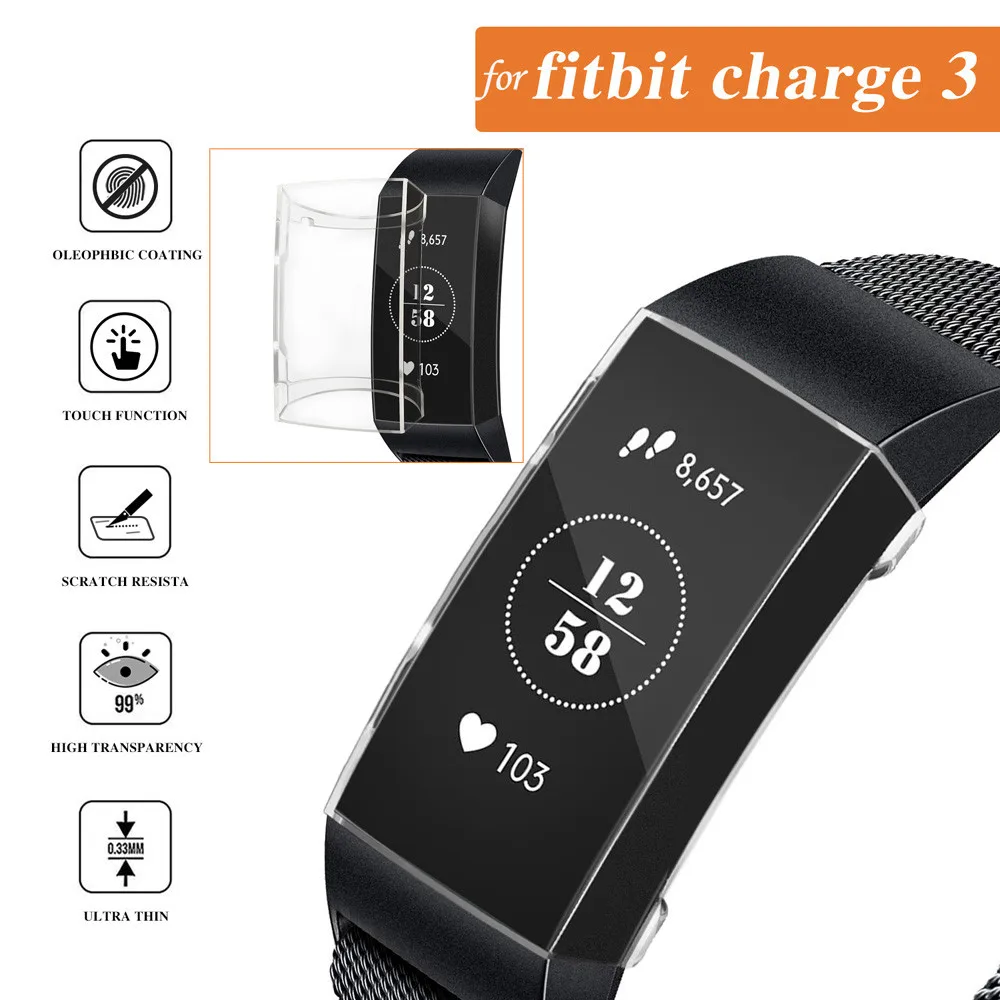 Ультратонкий Мягкий защитный силиконовый чехол из ТПУ для Fitbit Charge 3 Watachband