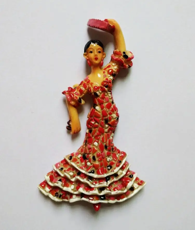 Magnete Frigorifero 3D Ballerina Di Flamenco – Fatto A Mano In Resina – Souvenir Spagna 7x9 Cm