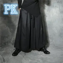 Новая осенняя мужская одежда Прямые шнуровочные штаны шаровары черные трусы брюки модные комбинезоны большого размера сценические костюмы певицы