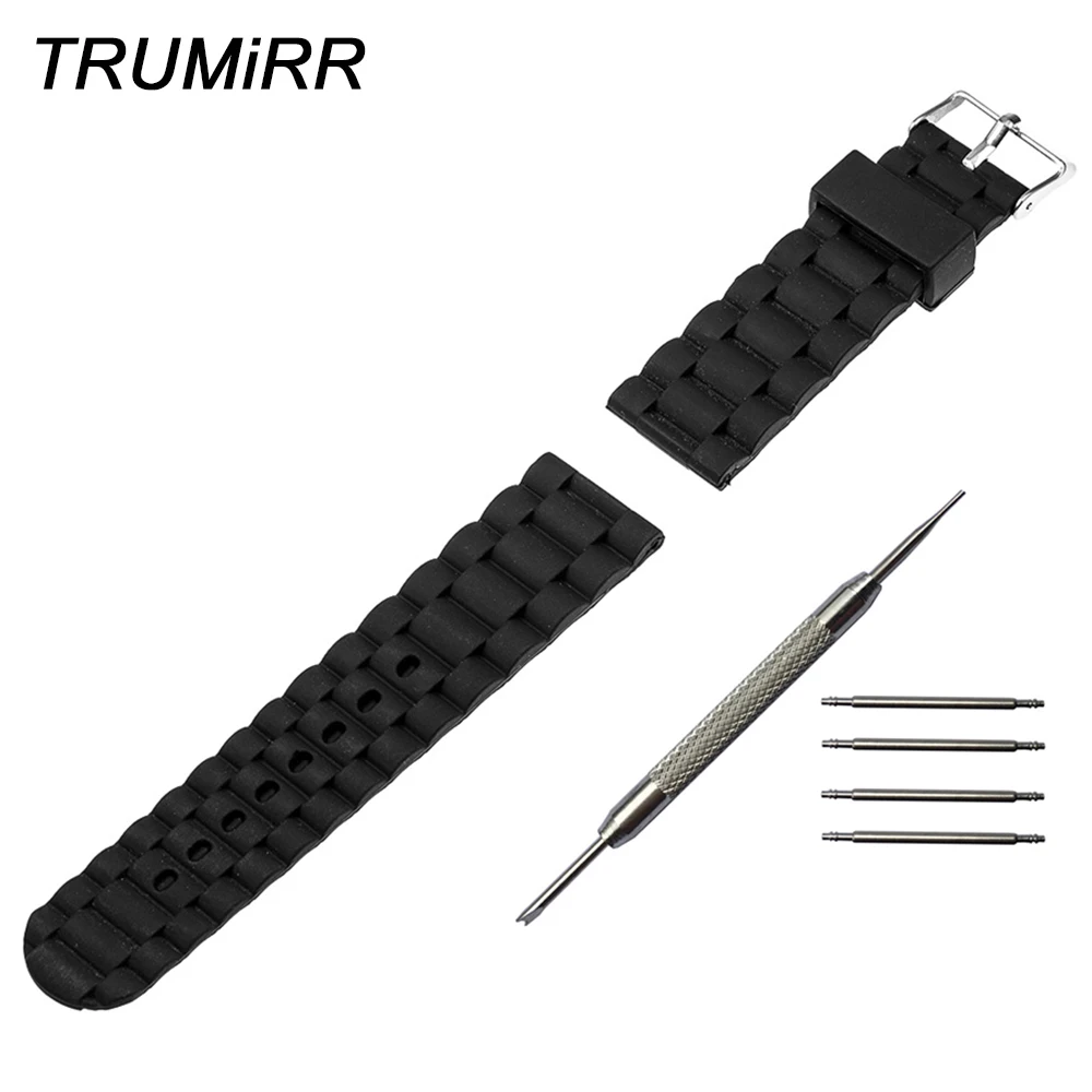 

24mm Silicone Rubber Watchband for Sony Smartwatch 2 SW2 Replacement Band Wrist Strap Bracelet with Stainless Steel Buckle Black