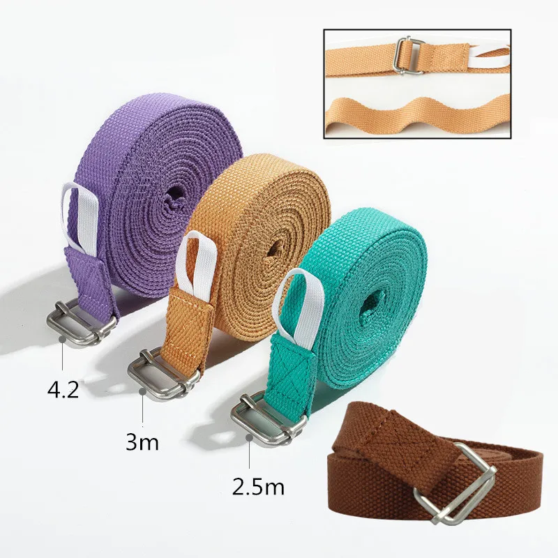 

Yoga Belt Cotton 2.5m 3m 4.2m Yoga Stretch Strap Flexibility Leg Gym Rope For Dance Pilates Fitness Body Building Accessories