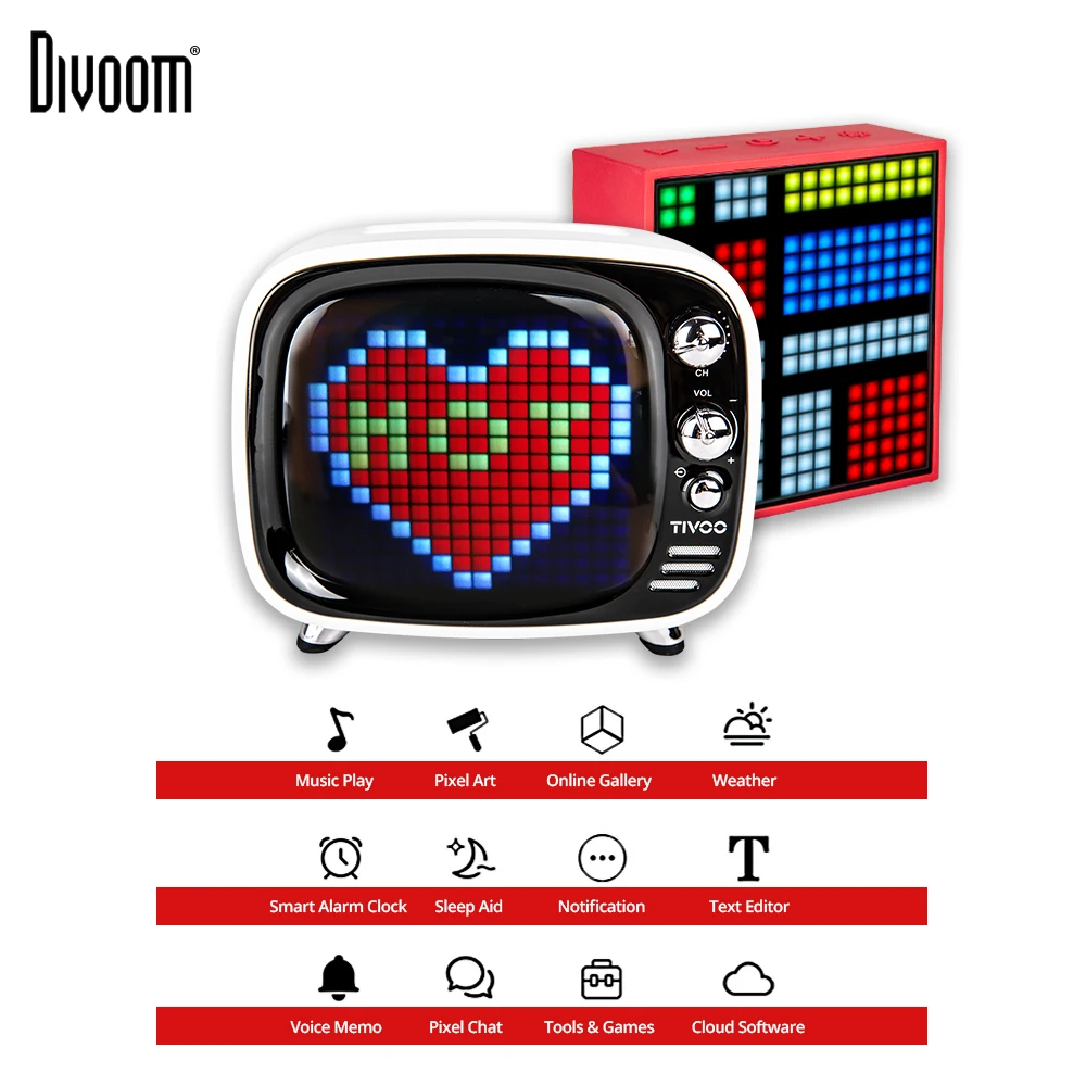 

Divoom Tivoo Timebox Evo Portable Pixel Art Wireless Bluetooth 5.0 Speaker LED Clock Smart Alarm Clock With App For IOS Android