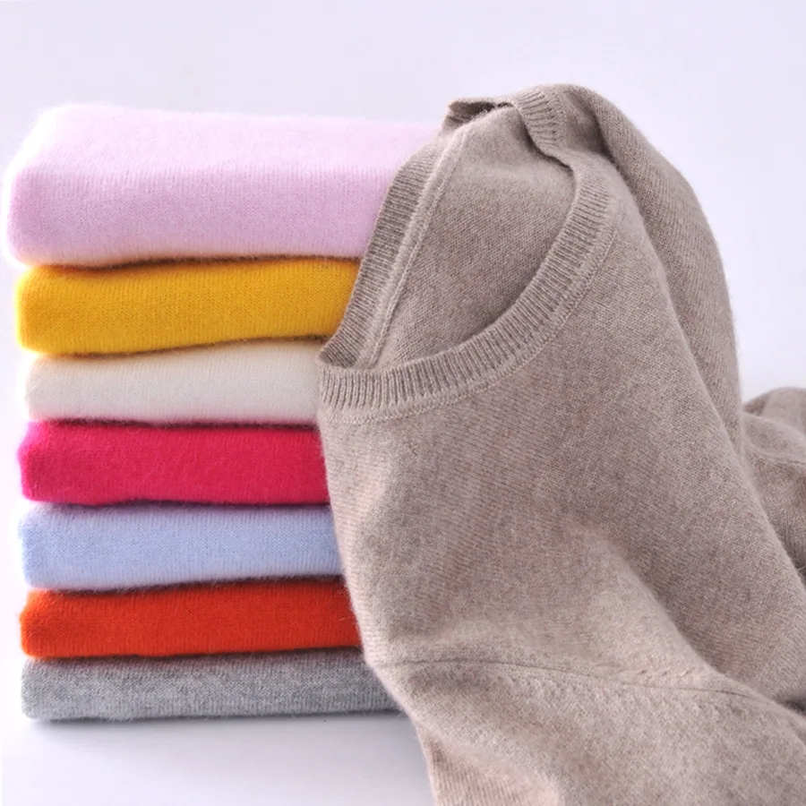 Cashmere Sweater Women 2021 Autumn Winter Korean Basic V-Neck Pullover Knitted FemalePull Femme Hiver Jersey jumper | Женская одежда