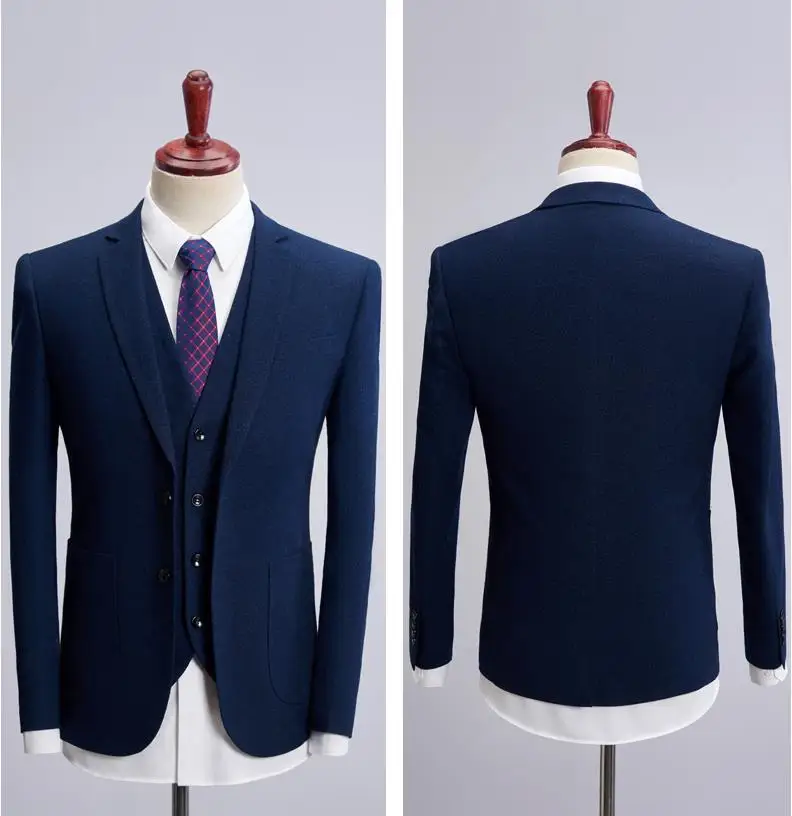 (Jacket+Vest+Pants) 2019 Men Thicken Woolen Suits Men's Slim Fit Business Tuxedo Wedding Suit Men Classic Formal Custom Suits 4