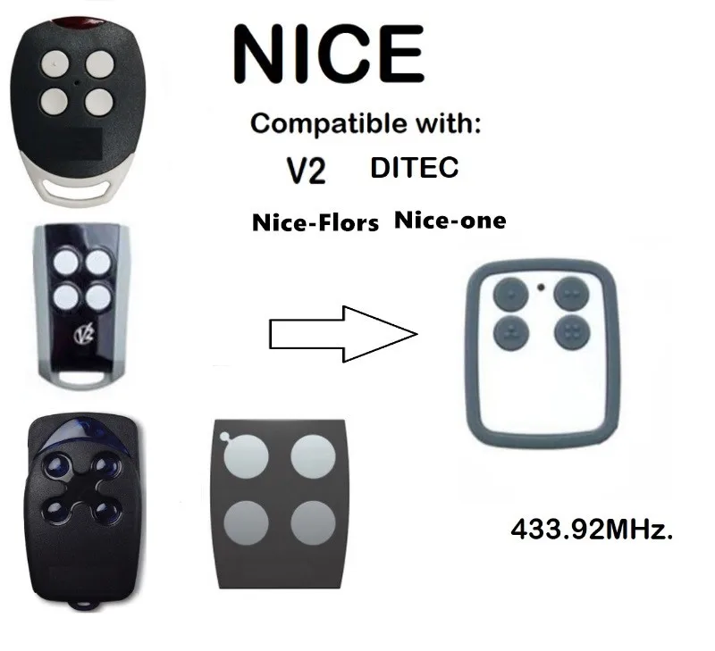 

V2, Ditec GOL4, Nice Flors, Nice One compatible Remote Control duplicator Fob 433.92MHz rolling code top quality