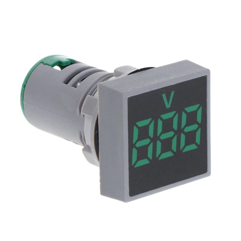 22 мм AC 12-500 в вольтметр квадратная панель светодиодный цифровой измеритель напряжения индикаторный светильник - Цвет: Зеленый