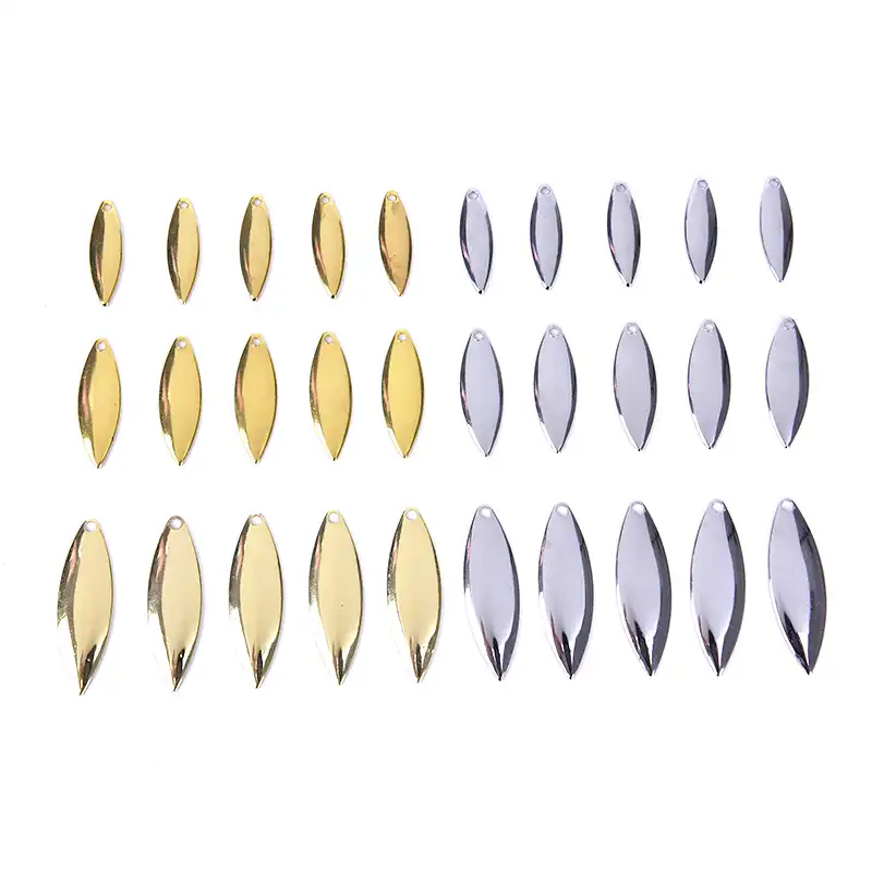 DIY Spinner Bait Fishing Lures PL 50pcs Willow Spinner Blades Smooth Finish