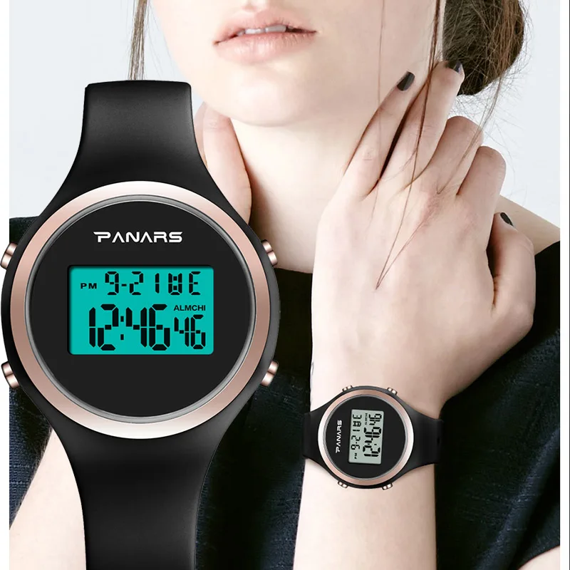 Relogio Feiminino Digital Watch Women 50M Waterproof Electronic Sports Watch For Women Fitness Rubber Wrist Watch Lady LED Pink