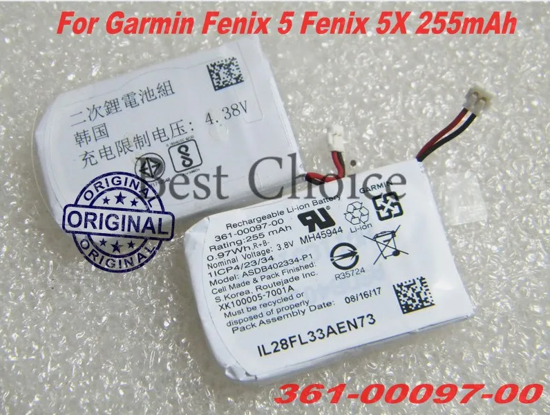 0.97Wh 255mAh оригинальный 361 00097 00 Аккумулятор для Garmin Fenix 5X 5 батарея бега