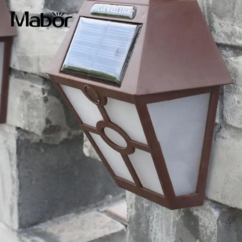 Открытый коричневый ретро Солнечный для забор шестиугольник светодиодный настенный светильник садовые светильники Декор