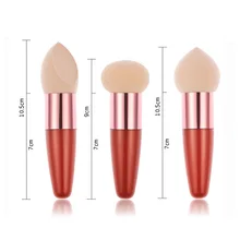 Модная женская пуховка с ручкой, латексная сухая влажная двухцелевая губка для лица, Тональная основа, блендер для леди, косметический инструмент для макияжа JIU55