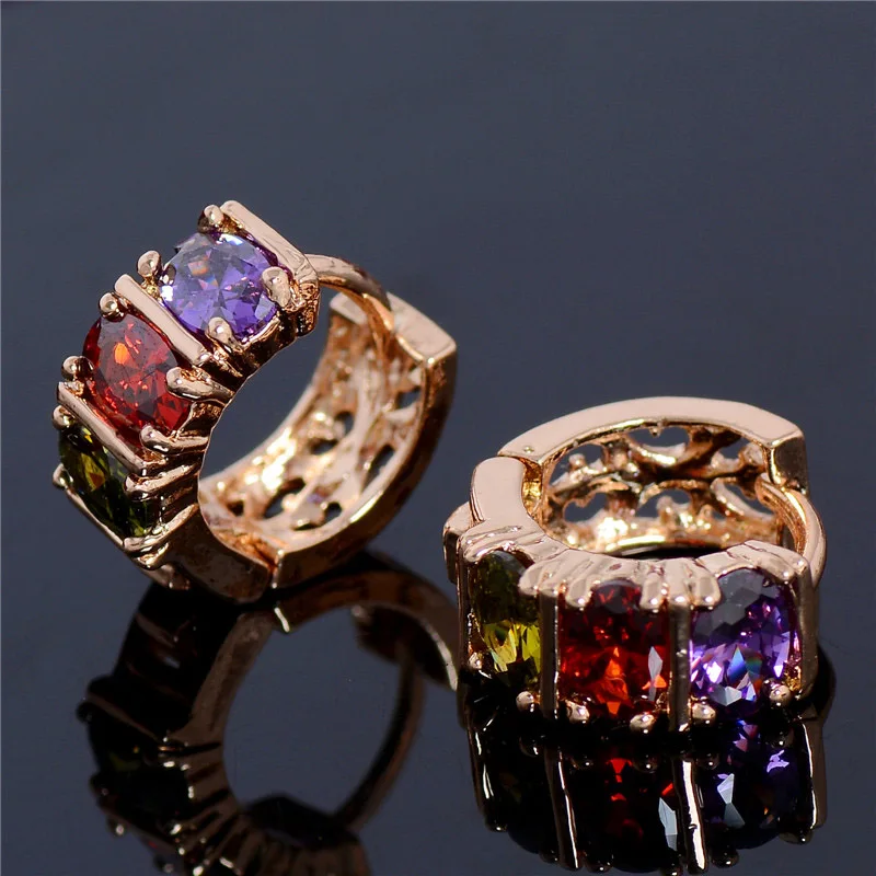

MISANANRYNE High Quality Multicolor Cubic Zirconia Hoop Earrings For Womens Wedding Party Fashion Jewelry