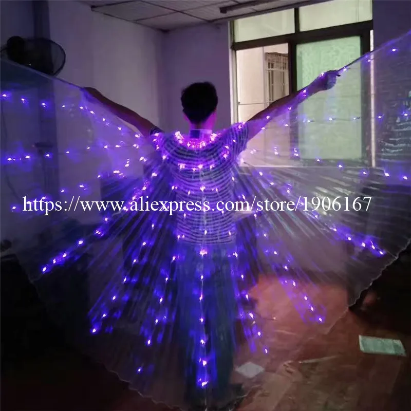 2017 Stafe Performance Prop Women Dancewear Girls DJ LED Wings Light Up Wings Belly Dance Wing Costume03