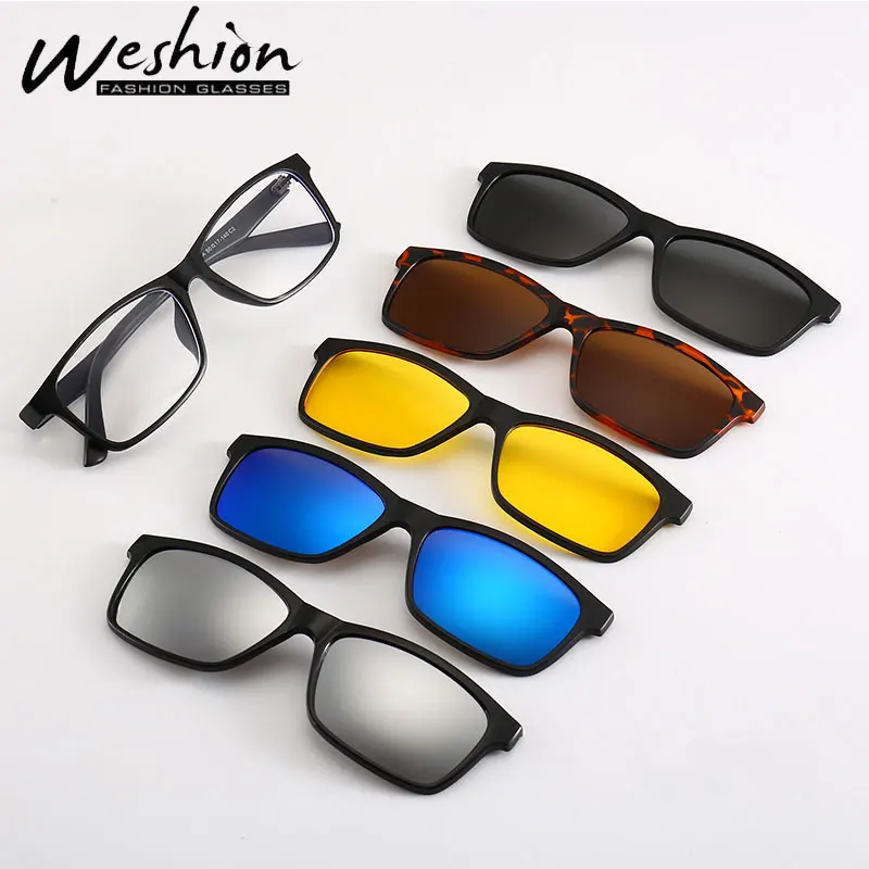 

Sets Polarized Men Sunglasses Women 5 In 1 1 In 1 Clip On Glasses 2019 TR90 Optical Prescription Frames Eyeglass Corrective UV40