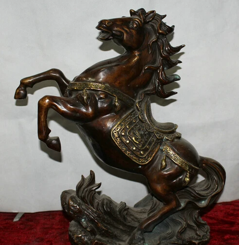

JP S0524 18" Chinese Bronze Folk animal Zodiac Year success Horse Statue Feng Shui Discount 35%