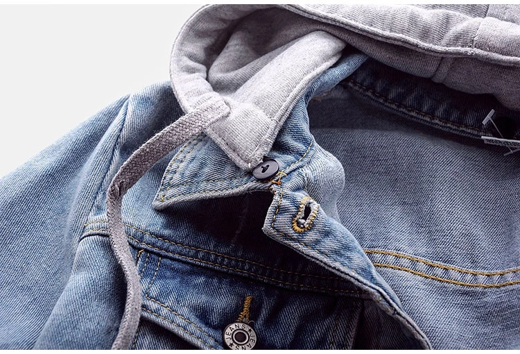 outono vintage denim topo fino destacável jaqueta