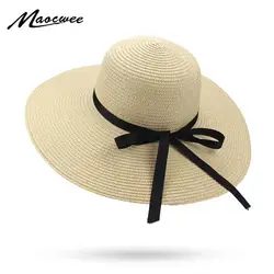 Пляжная Шляпа-Панама, летняя женская большая широкополая шляпа, складная Солнцезащитная Защита от УФ-лучей, модная повседневная Летняя