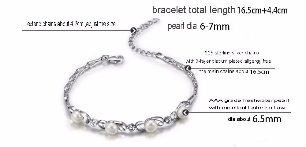 Sterling Silver  Fshion  Bracelets with High Luster almost no blemished Freshwater Pearl and Shining Cz sl2030