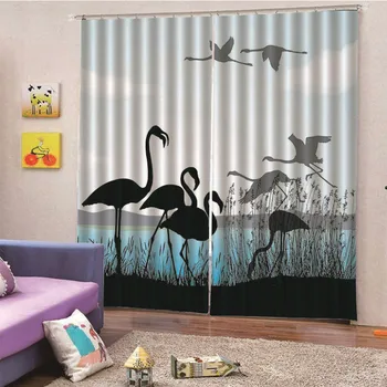 

3D Digital Print White Crane Curtains pearls Luxury Window Living Room wedding bedroom Cortinas Drapes Customized size M13