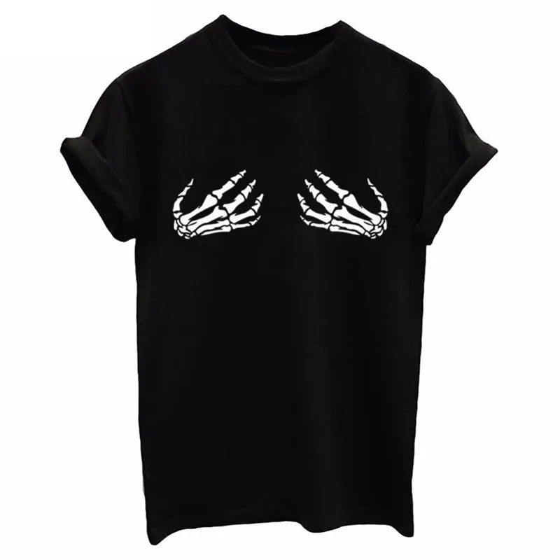 Summer new fashion women’s tops skull skeleton hands 3d pinting t shirt funny tops graphic tees harajuku t-shirt