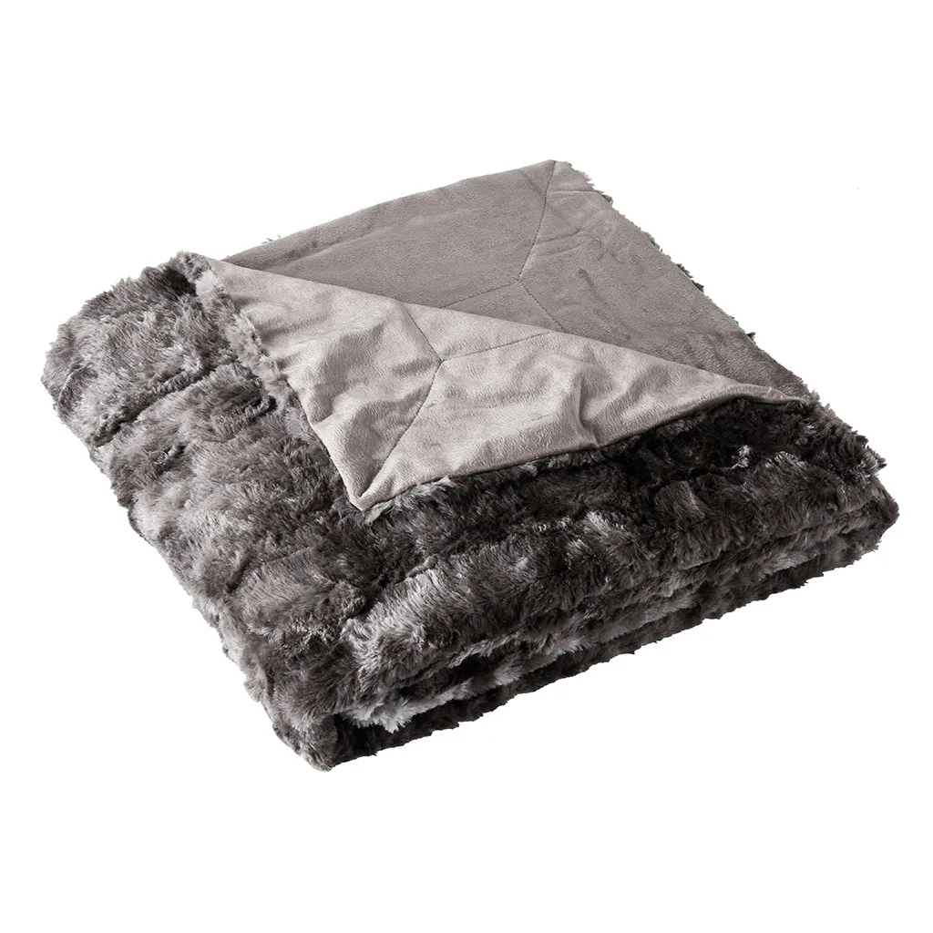 LANGRIA Флисовое одеяло из искусственного меха, легкое портативное мягкое одеяло, машинная стирка для дома, автомобиля, офисного кресла, самолета, кемпинга - Цвет: Gray